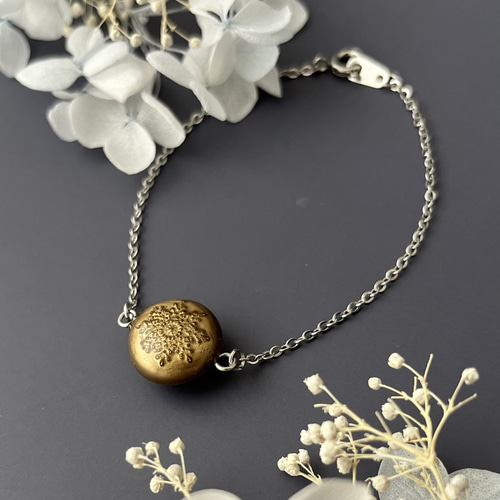 薔薇 マット ブレスレット サージカルステンレス ネイビー