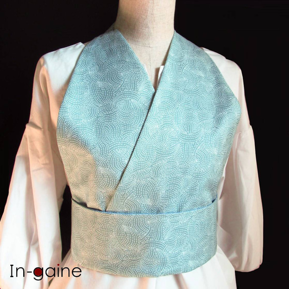 稽古着】茶道用稽古着(波頭文)KK-018WB 和装小物（帯・半襟） In