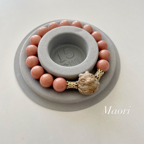 天然石 龍アラシャン＆ピンクアラシャン デザインブレスレット