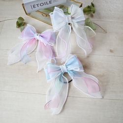 オーガンジーリボン ヘアゴム ピンクの子猫 オーガンジーリボン ヘアゴム ピンクの子猫