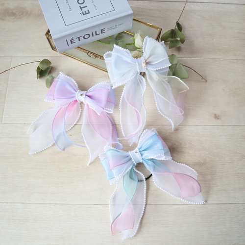 2個セット】ヘアゴム キッズ ベビー リボン リバティ ヘアクリップ