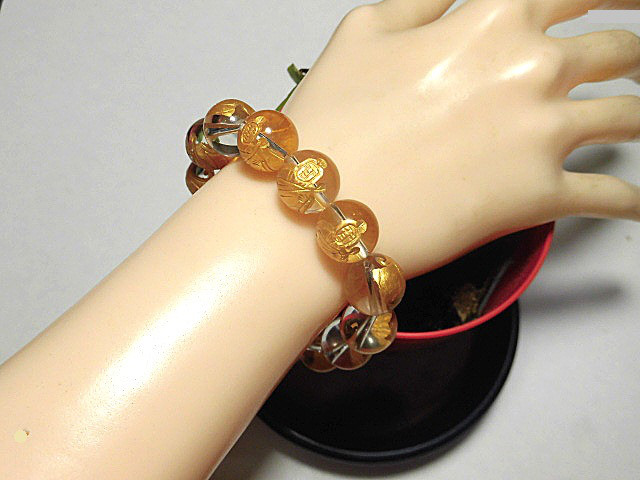 天然石 水晶弁才天(七福神)ブレスレット 内周17.7cm 　　250720079