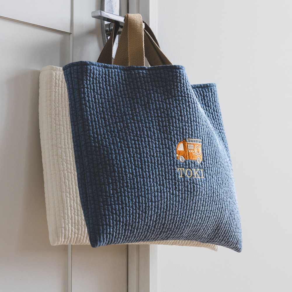 名入れできる消防車刺繍のレッスンバッグ ヌビバッグ/ はたらくくるま4点セットの単品販売