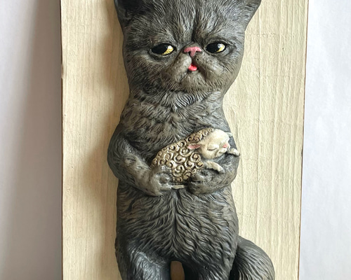 壁掛けオブジェ(猫と羊) 立体・オブジェ pippi 通販 18831845｜Creema