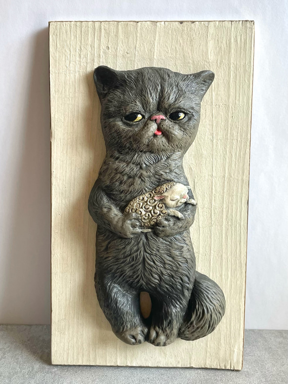 壁掛けオブジェ(猫と羊) 立体・オブジェ pippi 通販 18831845｜Creema