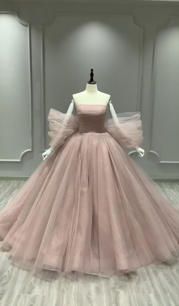 激安ビスチェライン リボン袖 二の腕カバー ピンクソフィア 上品 背中  