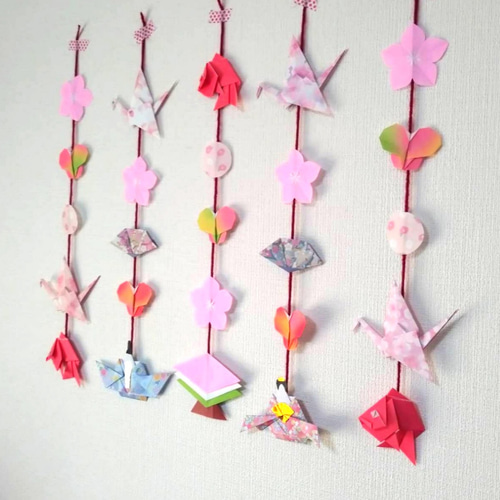 ☆今だけ価格☆❀ひな祭り❀ 吊るし飾り 桃の花 桃の節句 鶴 蝶