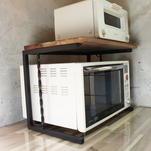 アイアン電子レンジラック！角鉄ネジリ仕様 アイアンレンジラック・角鉄ネジり仕様 棚・シェルフ・ラック