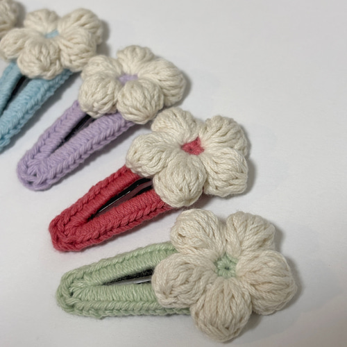 パッチンピン お花 モチーフ編み かぎ針編み ヘアピン munitte 通販