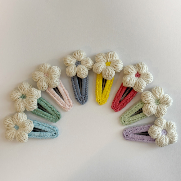 パッチンピン お花 モチーフ編み かぎ針編み ヘアピン munitte