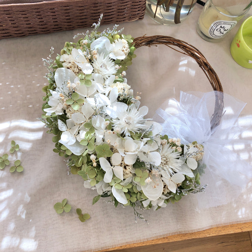 Natural＊アナベルとルナリアのリース☆ドライフラワーリース