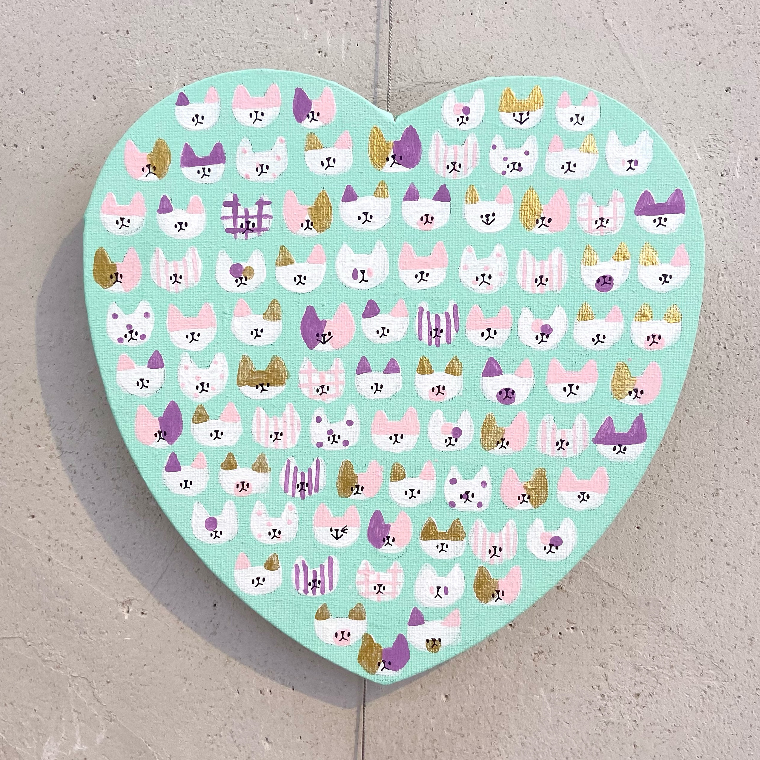 ねこなんびき？ パステルハート【原画】パステルグリーン