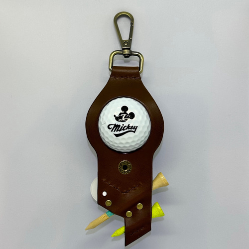 ☆ ゴルフボールケース ボールポーチ ゴルフティー ボールマーカー ブラウン ゴルフボールケース☆ティーケース☆ティーホルダー☆マーカー