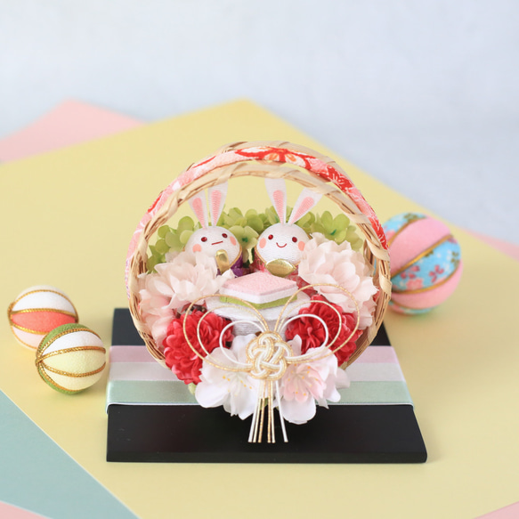 つまみ細工 ちりめん うさぎ ひなまつり 桃の節句 ひな人形・雛