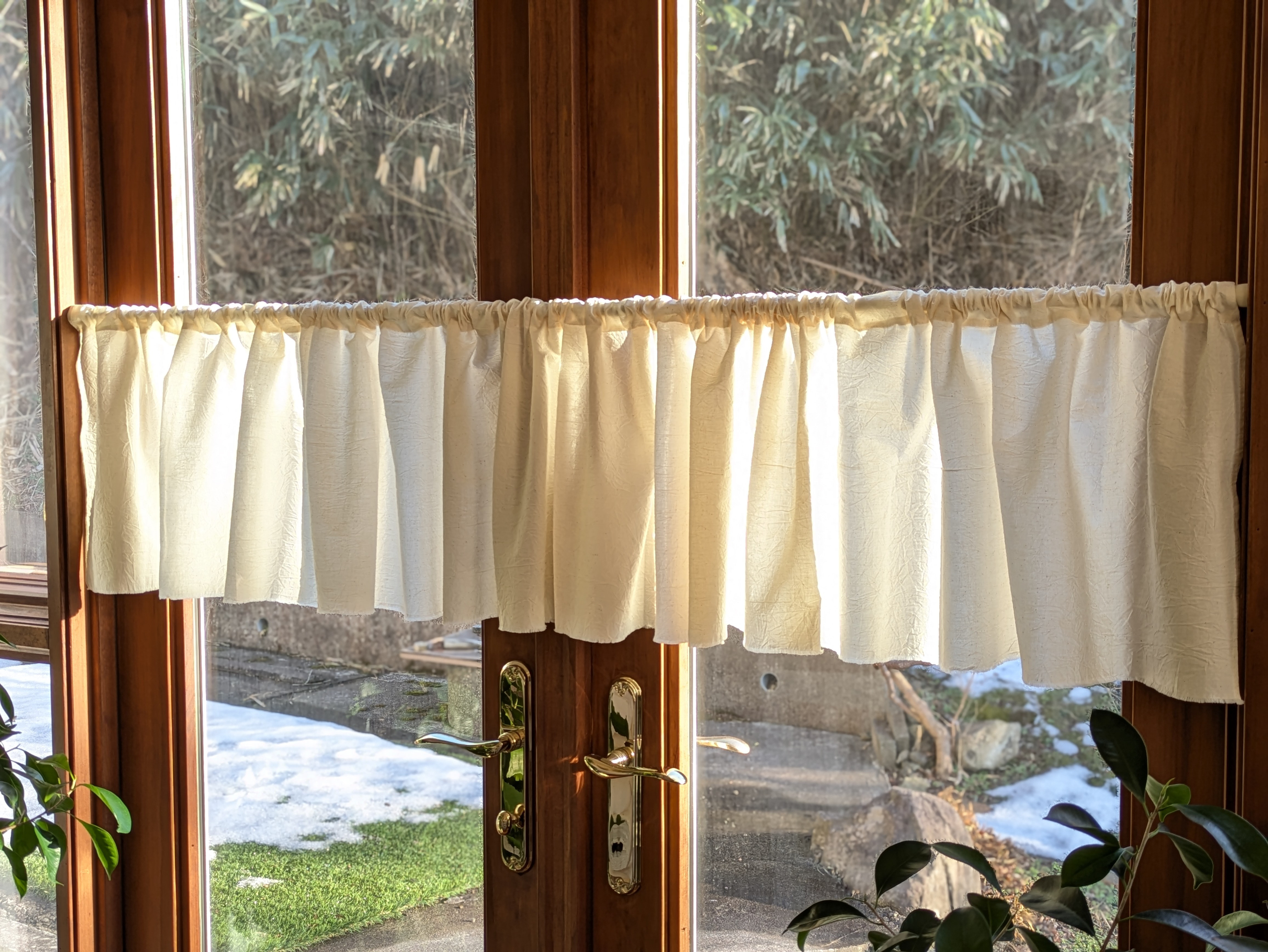 ナチュラルコットン♪カフェカーテン　ワイド　幅広