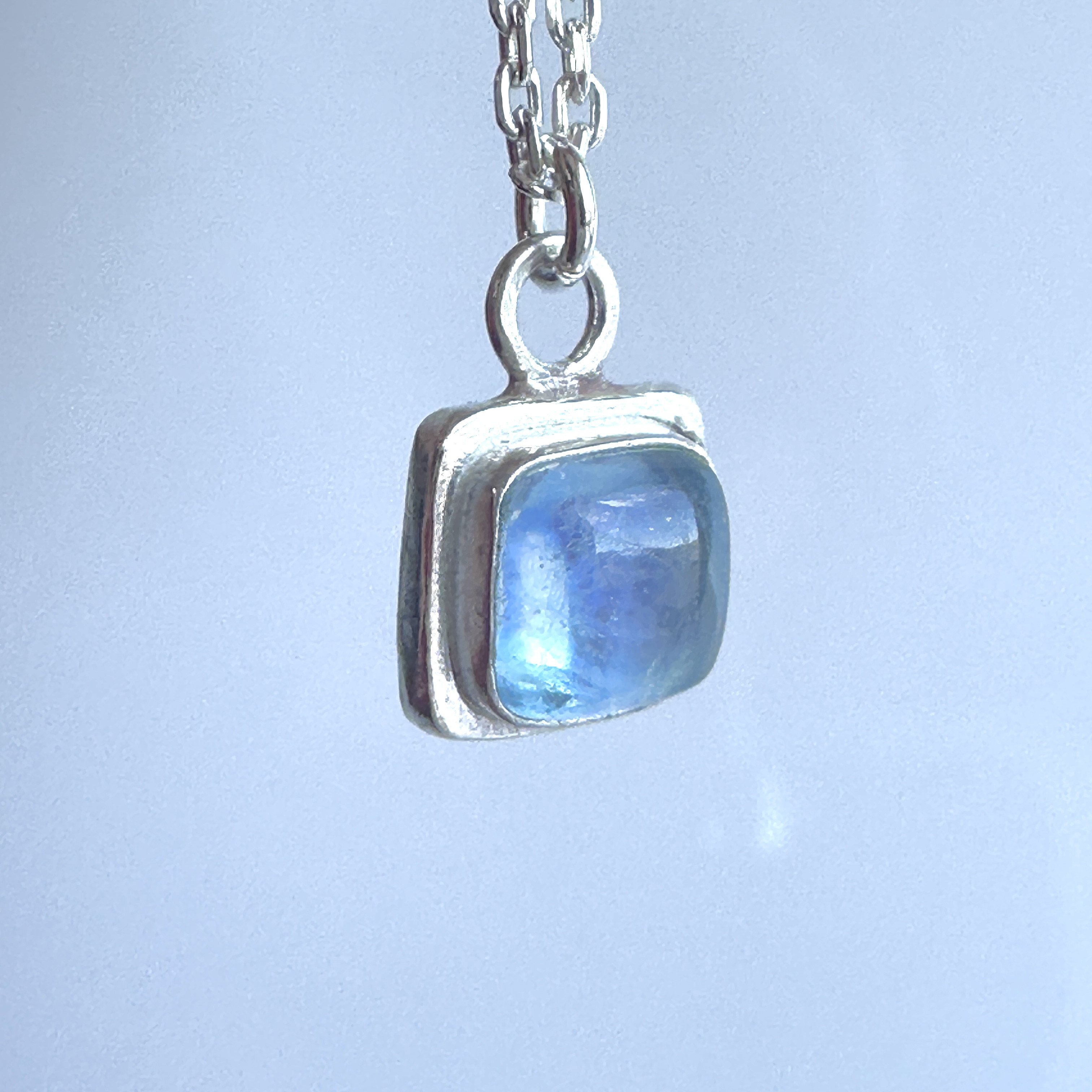 aquamarine squareネックレス/3月誕生石/透き通るブルー/silver925