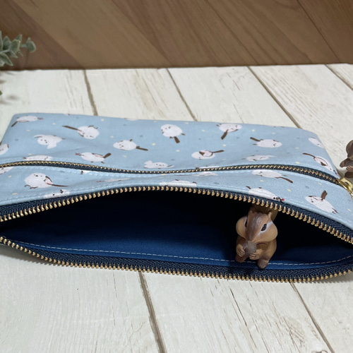 ダブルファスナーポーチ シマエナガ柄 ポーチ tamia 通販 18833277