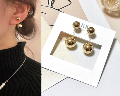 18kgp◇Gold ball earrings ゴールド ボール イヤリング ピアス