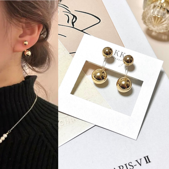 18kgp◇Gold ball earrings ゴールド ボール イヤリング ピアス