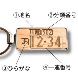 木製 メタルフレームキーホルダー ナンバープレートキーホルダー 4枚目の画像