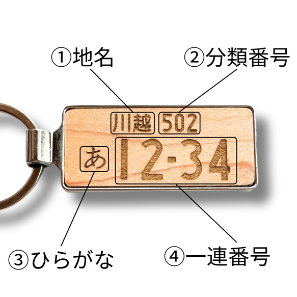 木製 メタルフレームキーホルダー ナンバープレートキーホルダー 4枚目の画像