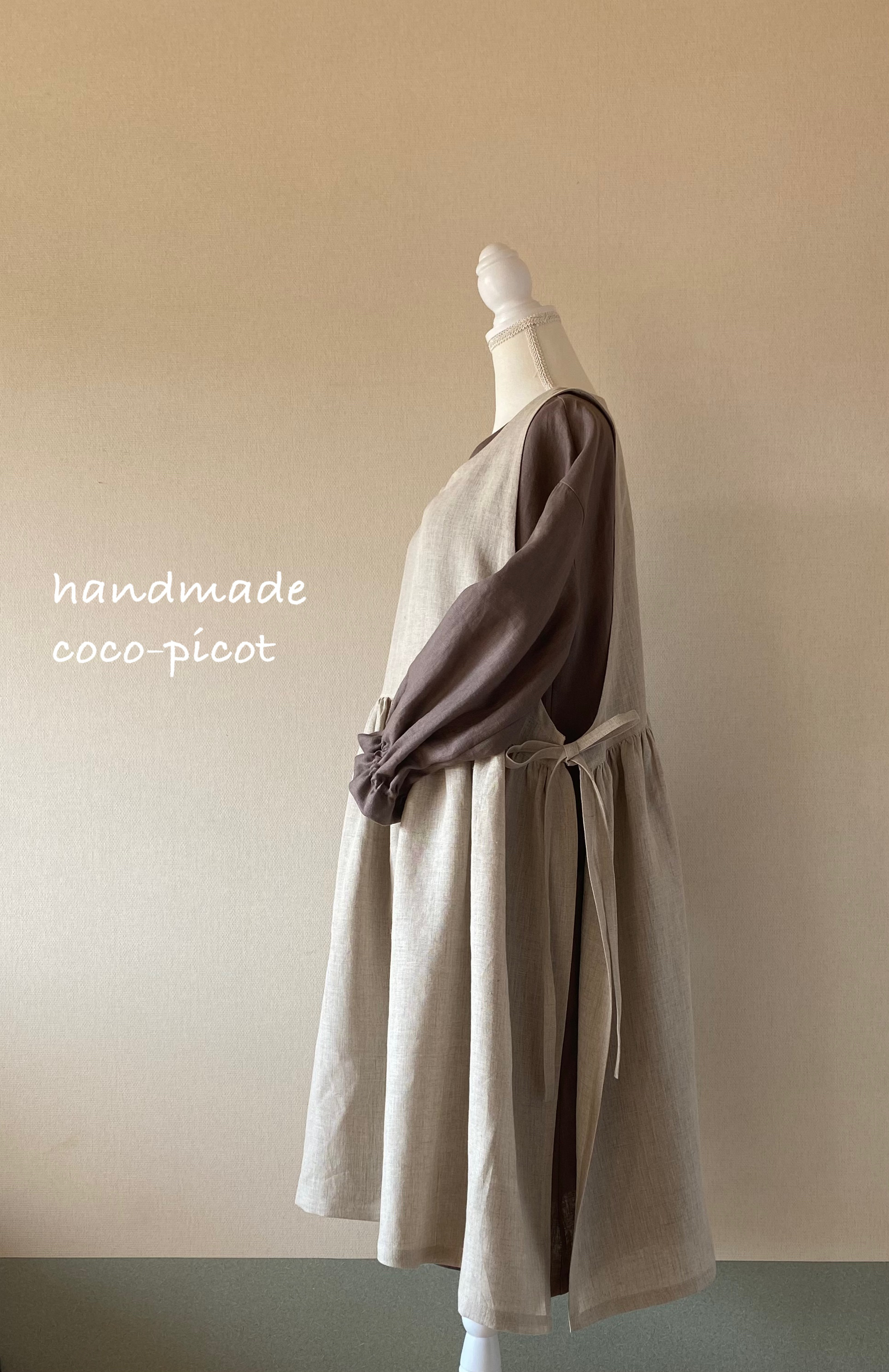 9色から選べます❤️ワンピース感覚のサイドリボンエプロン