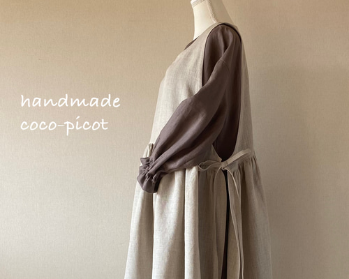 9色から選べます❤️ワンピース感覚のサイドリボンエプロン ワンピース