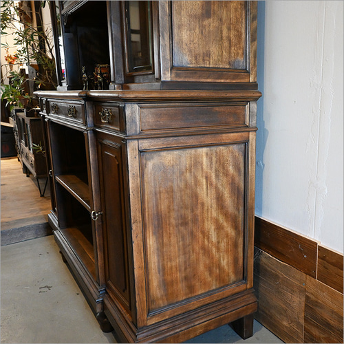 明治時代 アンティーク サイドボード 英国 ガラスキャビネット 飾り棚