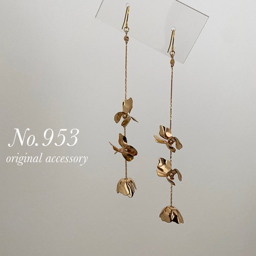 ブライダル ウェディング 結婚式 花嫁 参列 ゴールド 三連フラワー 花