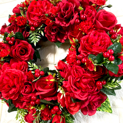 赤バラのリース　特大45cm 結婚祝い　誕生日　還暦祝い　開店祝い　母の日　プレゼント　ウェルカムリース　アーティシャル 4枚目の画像