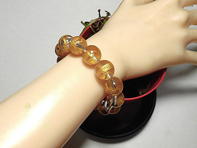 天然石 水晶寿老人(七福神)ブレスレット 内周17.7cm     250720080