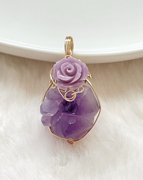 ラベンダーアメジスト ミニクラスター ペンダントトップ(天然石