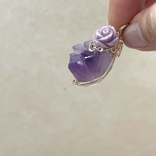 ラベンダーアメジスト ミニクラスター ペンダントトップ(天然石