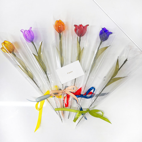単品販売】チューリップ ピンク 1本 f3016 一輪挿し・花瓶・花器 Cuore