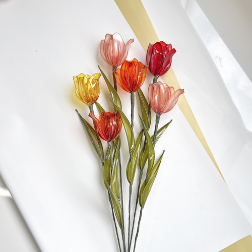 単品販売】チューリップ ピンク 1本 f3016 一輪挿し・花瓶・花器 Cuore