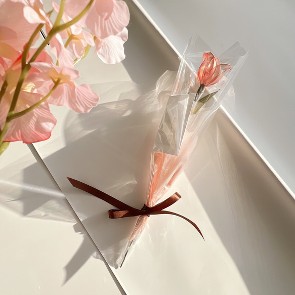 単品販売】チューリップ ピンク 1本 f3016 一輪挿し・花瓶・花器 Cuore