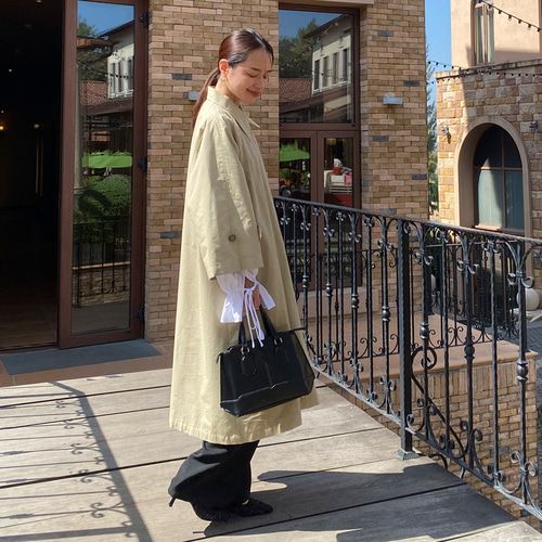 【美品】　フォクシー ロングコート シルク フード タック ベージュ　42 XL 美品】 フォクシー ロングコート シルク フード タック ベージュ