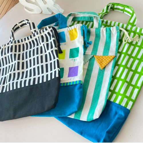 ☆すぐに発送できる 持ち手付き巾着☆ #給食着袋 #体操服袋 #お着替え