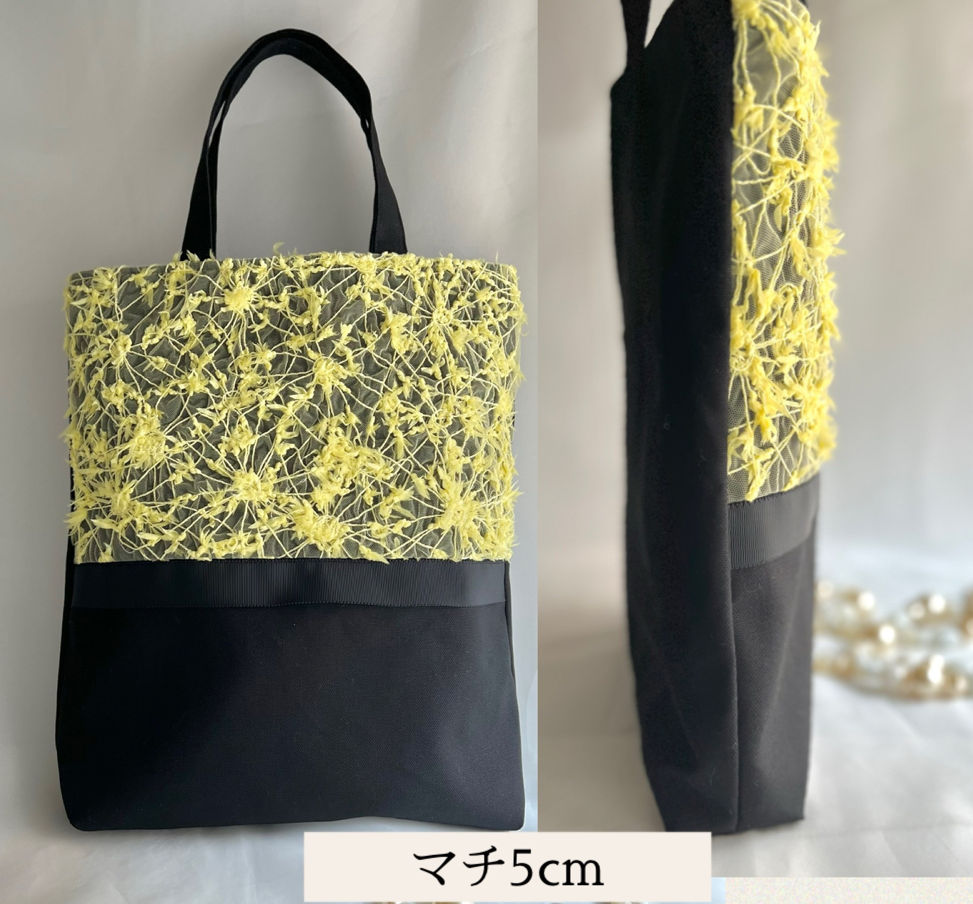 送料無料中❤️ イタリア製和紙入レース❤️素敵ママバッグ❤️❤️マチ幅選択❤️ A4 入学式　卒業式　イエロー　希少