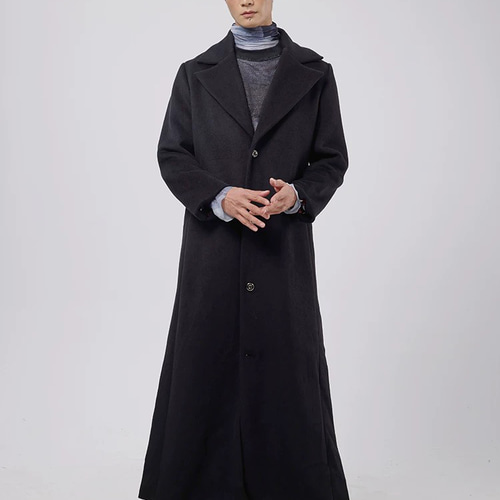非常に長い。英国紳士の膝丈ウールトレンチコート（厚手）SHUÒ de TAN