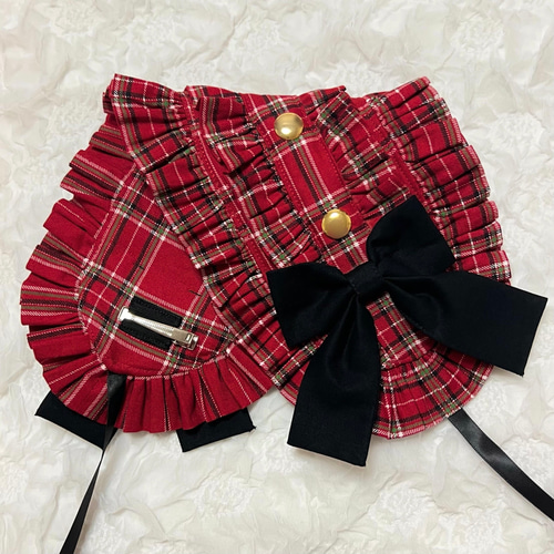 スタッズ ヘッドドレス (赤 チェック) ロリータ ロリィタ パンク