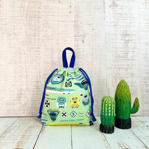 クールトレイン！新幹線/電車柄大小巾着袋2点セット 体操着袋 お着替え