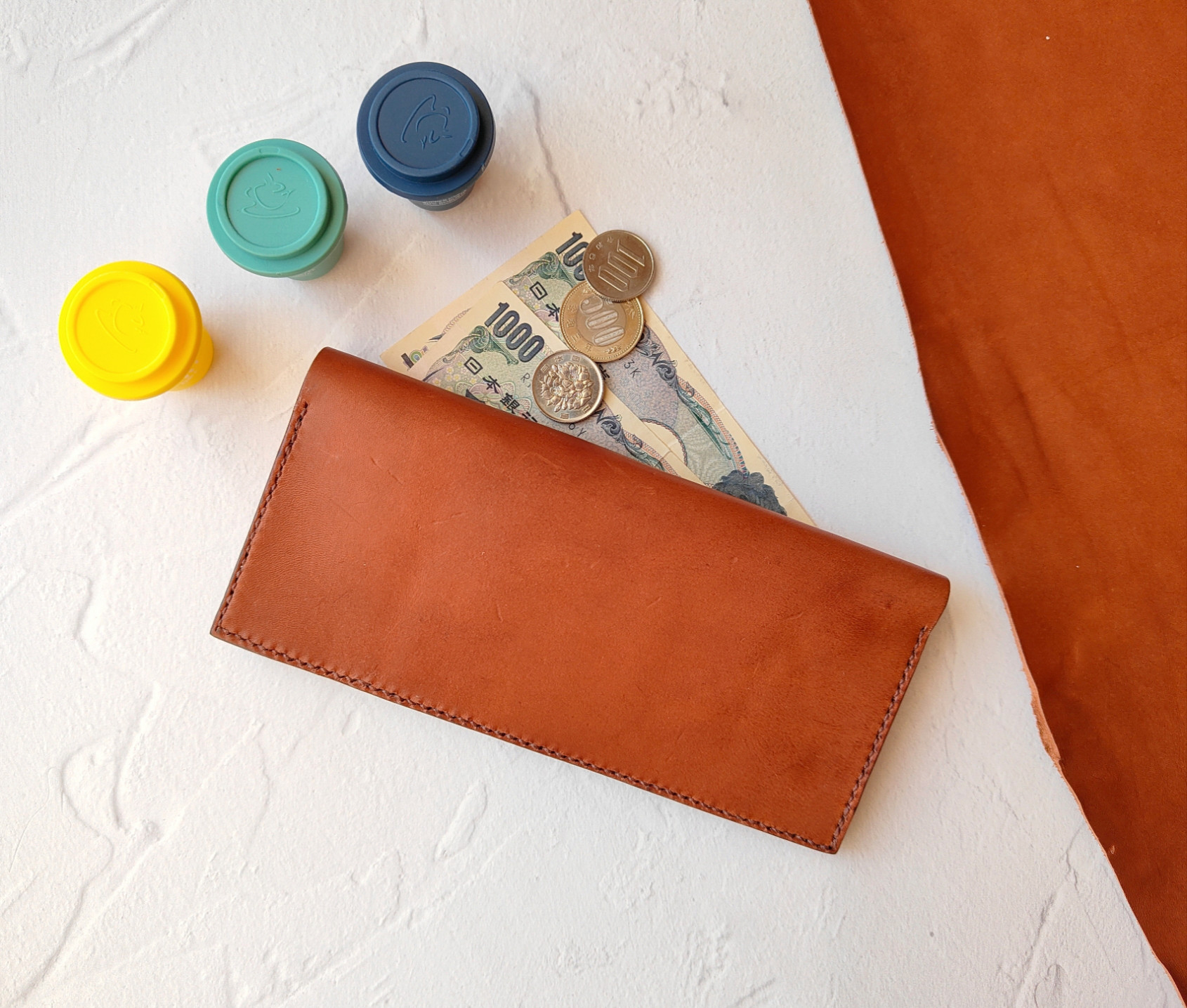 【イタリアンレザー】BASICなスマート長財布（二つ折り/メンズ/レディース/シンプル/ギフト/刻印/薄い）ブラウン