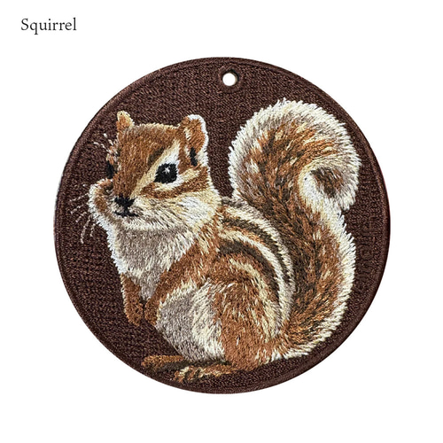 キーホルダー 刺繍 リス シマリス ペット キーチェーン