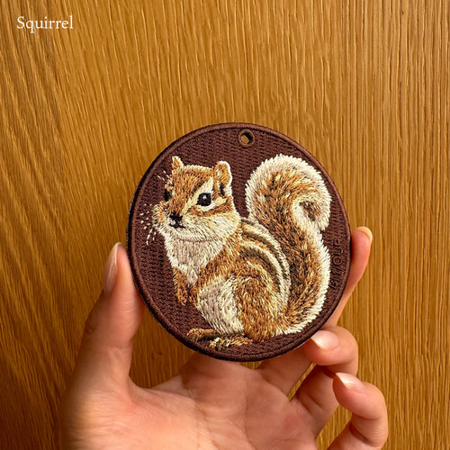 キーホルダー 刺繍 リス シマリス ペット キーチェーン プレゼント