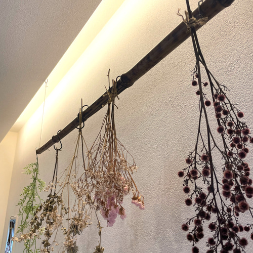 竹製 炙り ドライフラワーハンガー 約120cm その他インテリア雑貨 ko