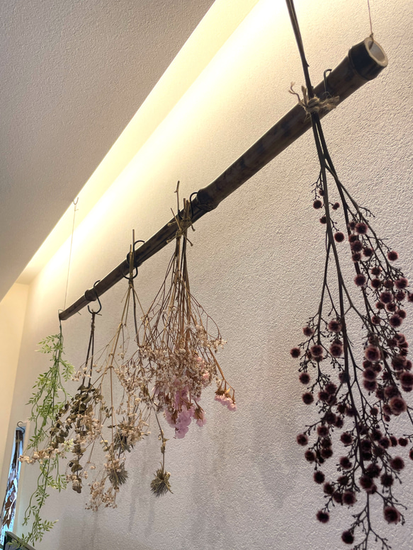 竹製 炙り ドライフラワーハンガー 約120cm その他インテリア雑貨 ko