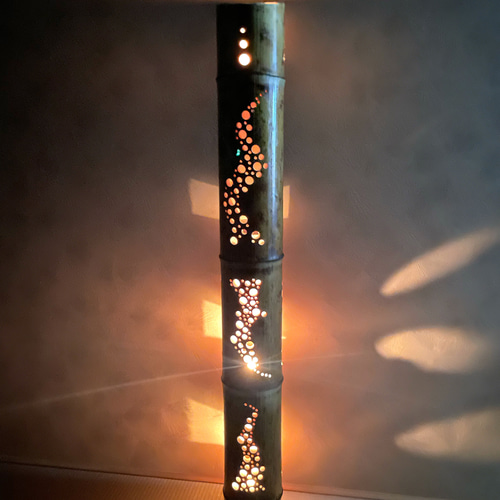 竹あかり 約86cm×約10cm 天然竹 炙り 竹燈籠 ひな祭り飾り スタンド