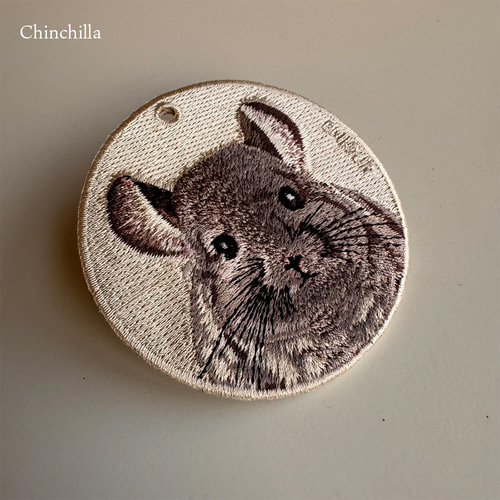 キーホルダー 刺繍 チンチラ チンチラネズミ ペット キーチェーン
