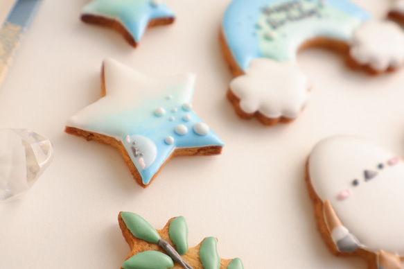 シマエナガ　【アイシングクッキー】　冬　誕生日　鳥　プレゼント　女の子　青 9枚目の画像